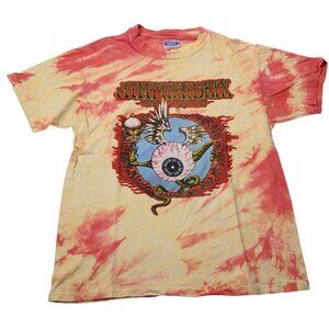 Jimi Hendrix Vintage 80s Flying Eyeball Tie Dye T-Shirt in Yellow Red